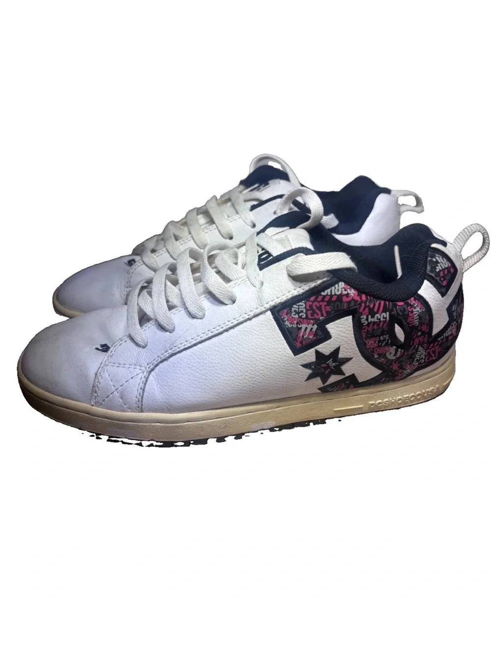 DC Shoes Court Graffik SE Skate White Pink Black Graffiti Men's 10